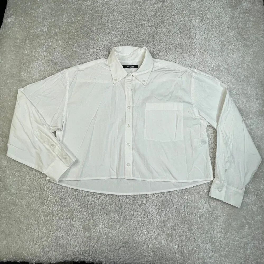 Mayson The Label White Button Up Cropped Shirt - Picture 2 of 7